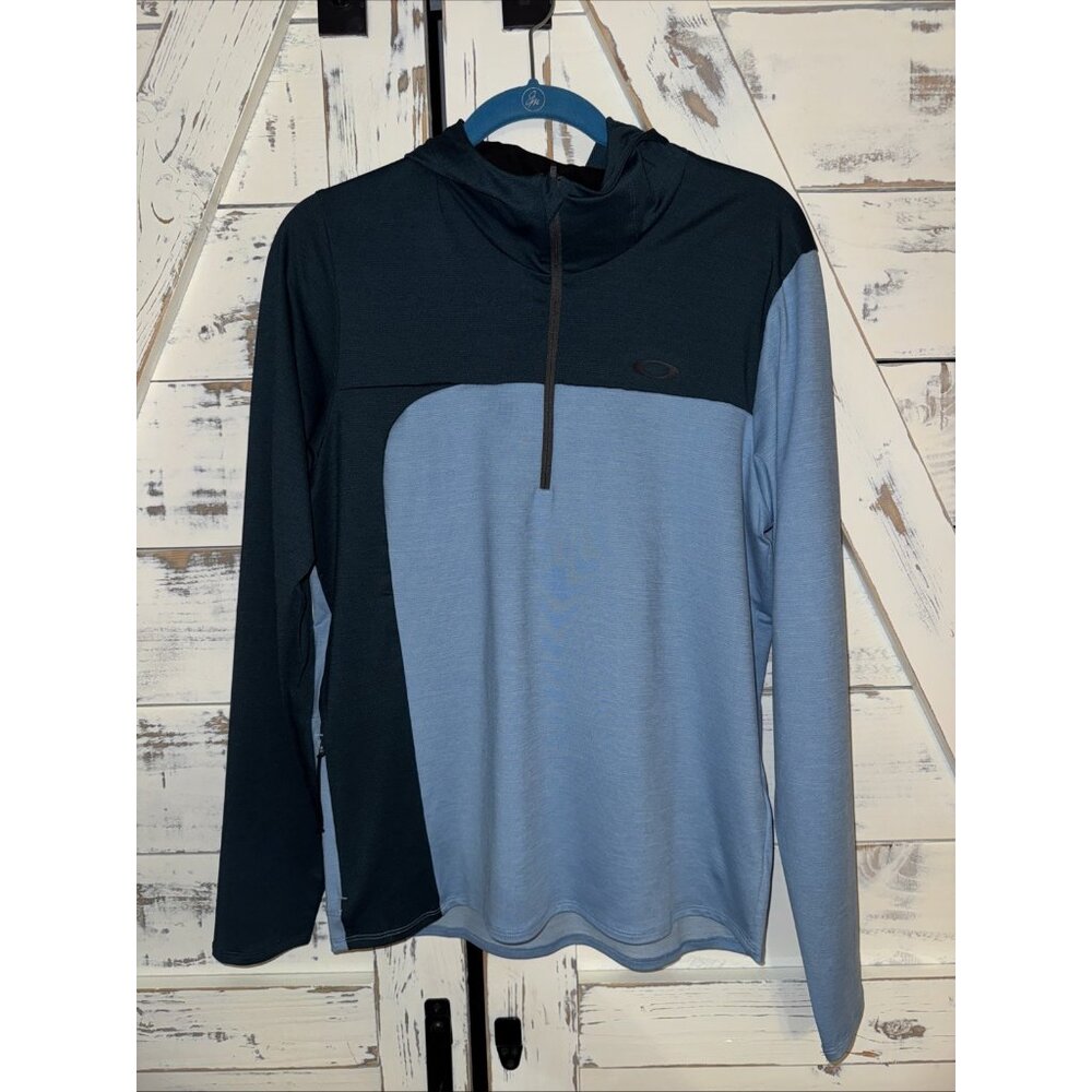 New Oakley Golf Gravity Range Hoodie Stonewash Blue Heather S Wicking Breathable